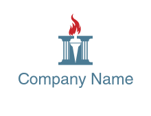 negative spacing torch on fire in pillar logo