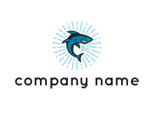 shark with rays behind it logo
