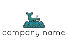 whale on sea waves logo