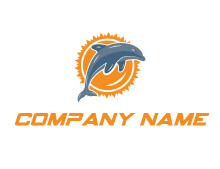 sun behind dolphin logo