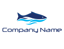 fish with sea waves logo