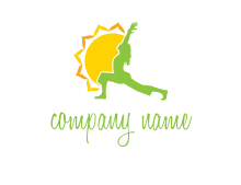 sun flower and woman bending in yoga pose logo