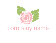 abstract rose flower with leaves logo