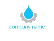 water droplet with half gear logo