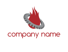 gear around fire logo
