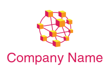 cubes and lines sphere communication logo