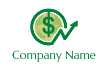 line art dollar and arrow around globe logo