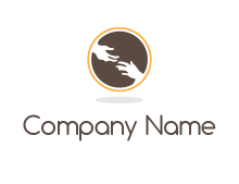 negative spacing hands in circle logo