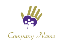 hand behind heart with negative spacing people icon logo