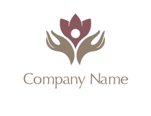two hands with circle in flower logo