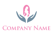 negative spacing lady in shape above hand logo