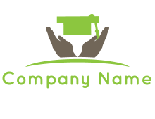 scholar hat above hands logo
