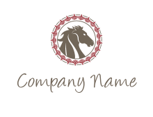horse head in circle with pattern logo
