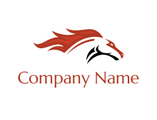 abstract horse combine with fire flames logo