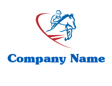 jockey jumping over hurdle with swoosh logo