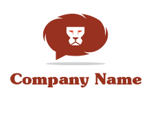 lion head in text bubble logo