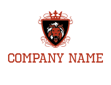 lion head in shield with crown logo