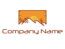 negative spacing mountains in desert scenery logo