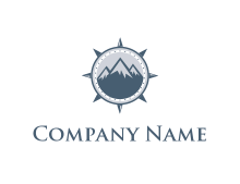 mountains in sailor ship wheel logo