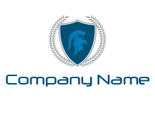 spartan helmet in shield with leaves logo