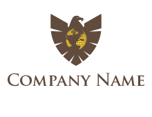 abstract globe in eagle forming shield logo