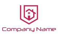 line art house logo forming shield logo
