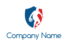 negative spacing basketballer in shield logo