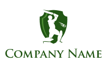 cricketer in shield logo