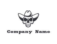 skull wearing cowboy hat logo
