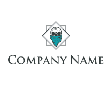 skull wearing mask in rhombus shape logo
