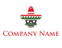 abstract skull wearing Mexican hat logo