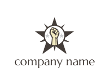 fist in circle in star logo