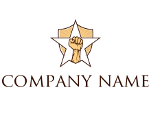 fist in star in front of shield logo