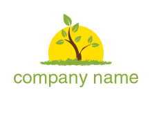 sun behind tree plant logo