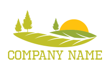 abstract leaves and trees with sun logo