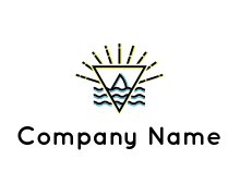 waves in line art triangle with sparkle logo