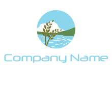 lake with vine and field in circle logo
