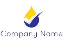 negative spacing checkmark in water droplet logo