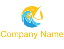 sail boat on a rough sea logo