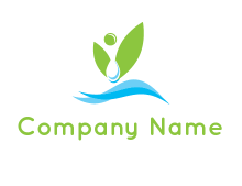 water droplet with leaves and water logo