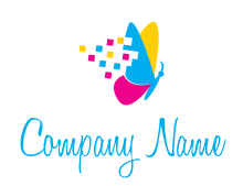 butterfly with pixelated wings logo