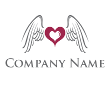 heart with angel wings logo