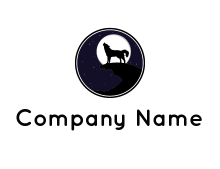moon behind wold in circle logo