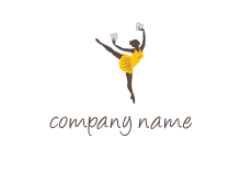 ballet dancer dancing on the floor with mask in hands logo