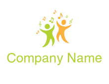 musical notes and people dancing logo