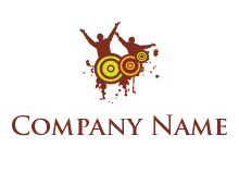 people dancing with drums logo