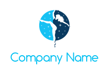 negative spacing dancer in circle logo