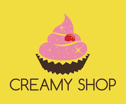 cupcake logo with a shiny frosting