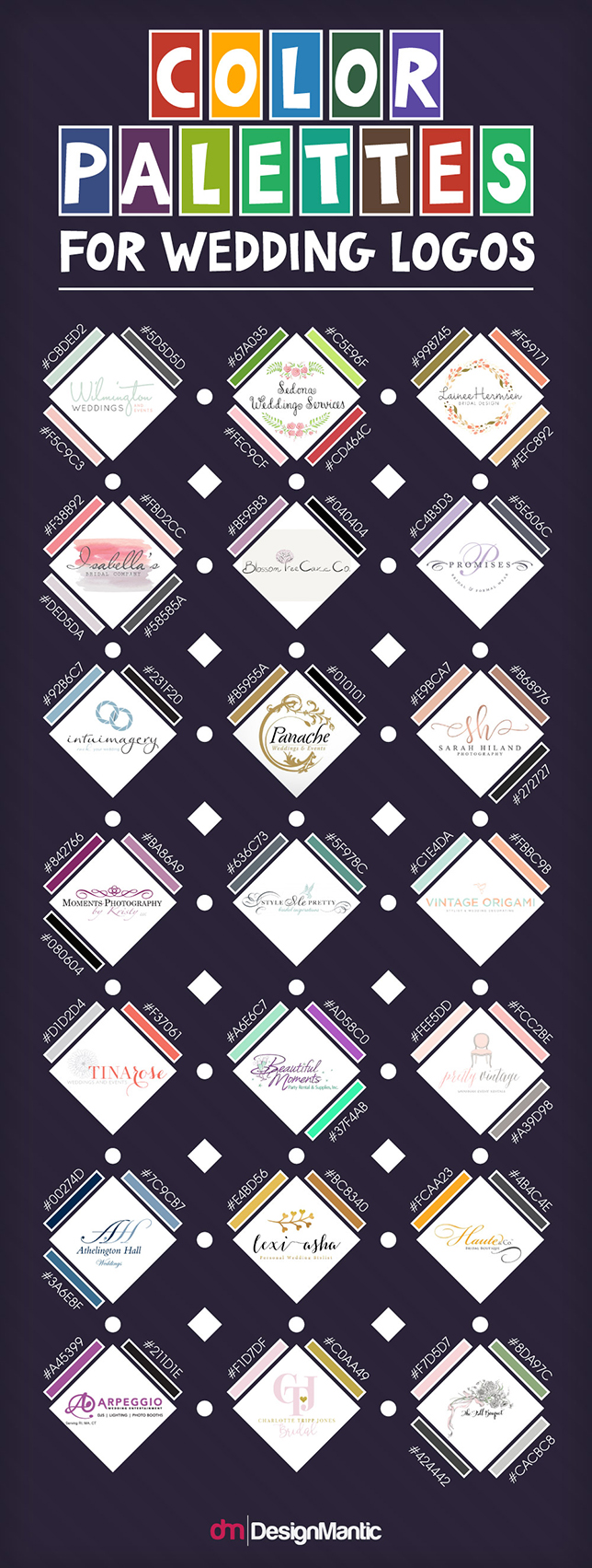 Color palettes for wedding logo infographic
