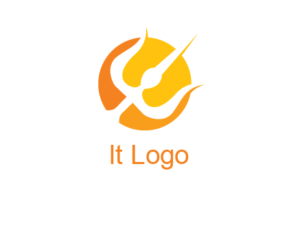 trident in circle logo